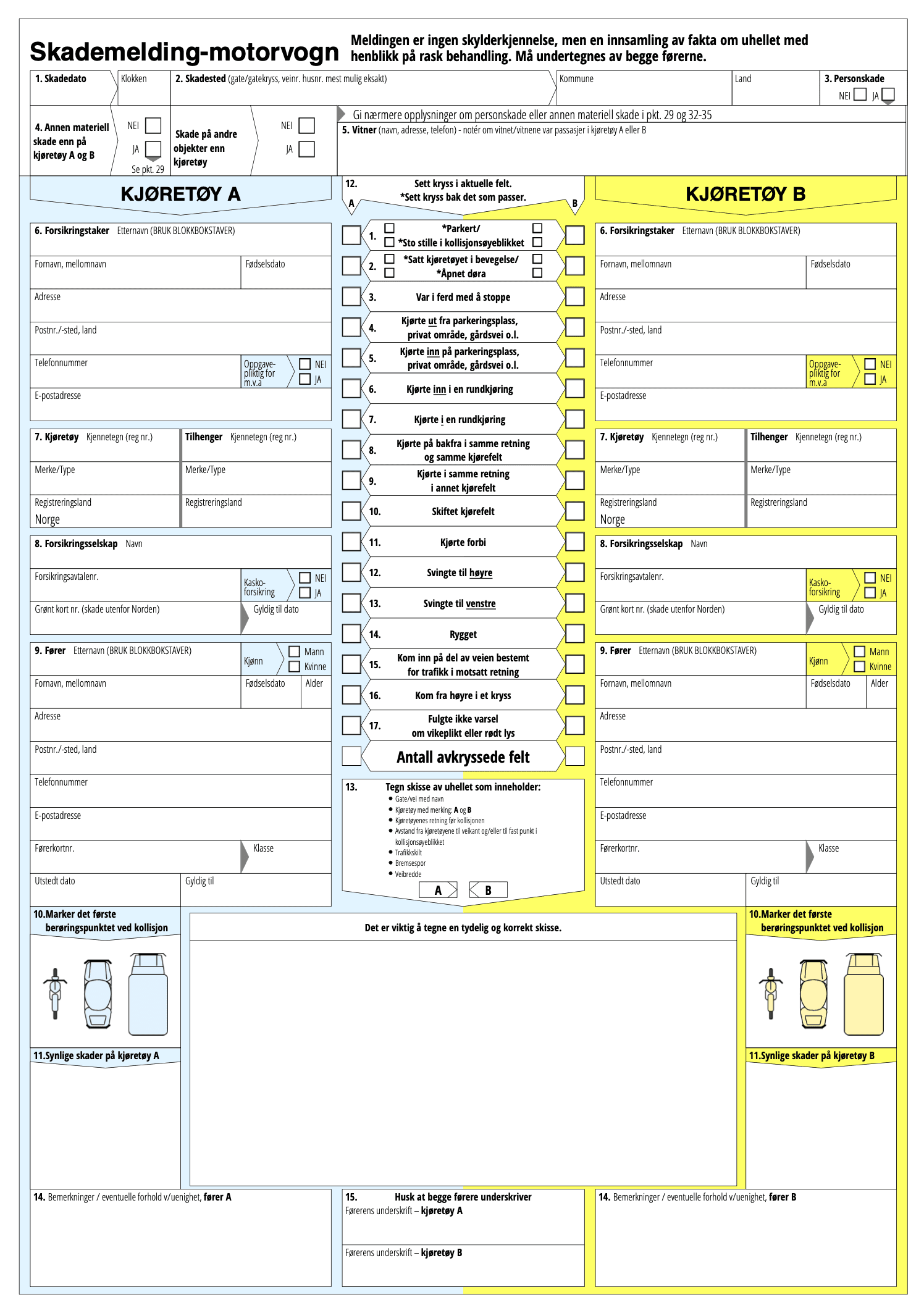 Skademeldingsskjema — digitalt